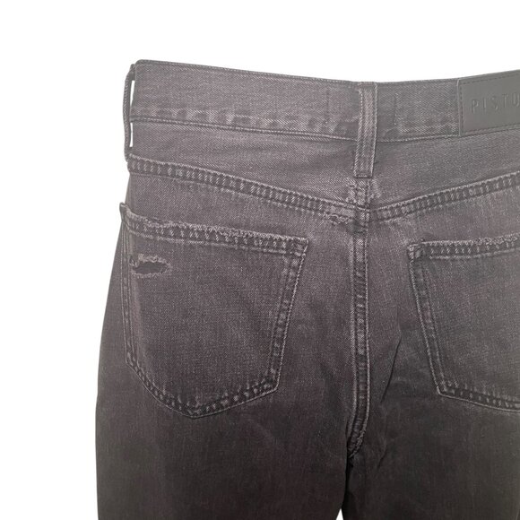 Pistola Cassie Super High Rise Straight Black Distressed Jeans Size 26 - Picture 5 of 8